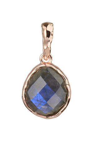 Riva - wavy edge rose gold necklace pendant labradorite gemstone