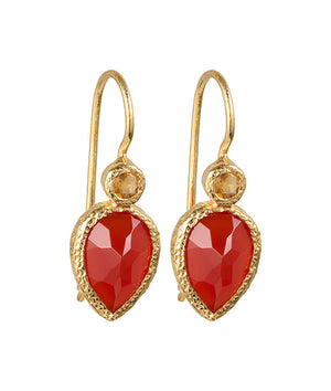 Zaya - Double-Drop-Ohrringe Gold Citrin und Karneol