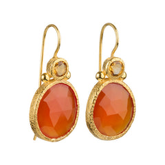 Daya - Double Gem Ohrringe Gold Citrin und Karneol