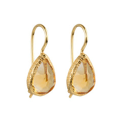 Veda – Tropfenohrringe Gold Citrin