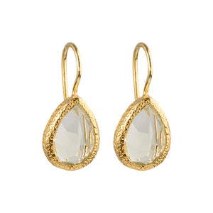 Veda - Tropfenohrringe Gold grüne Amethyst