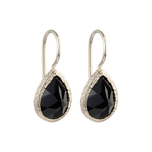 Veda - droplet earrings silver black onyx