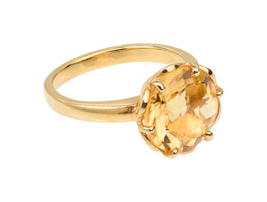 Flore - gold flower cup ring citrine