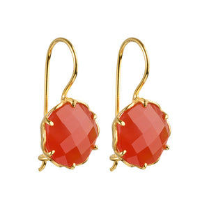 Flore - flowercup earrings with gemstone gold carnelian
