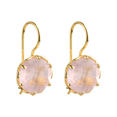 Flore - Flowercup-Ohrringe mit Edelstein Gold rosa Chalcedon