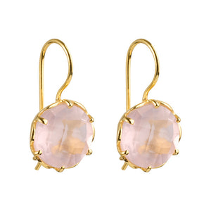 Flore - Flowercup-Ohrringe mit Edelstein Gold rosa Chalcedon