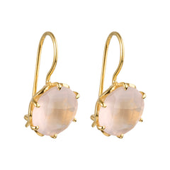Flore - flowercup earrings with gemstone gold rose quartz
