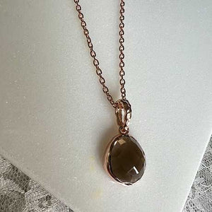 Riva - wavy edge rose gold pendant smoky quartz gemstone