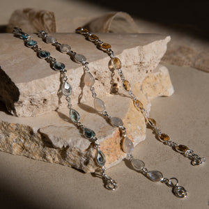 Silver bracelet with drop-shaped citrine
