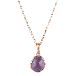 Riva - Kettenanhänger mit gewelltem Rand in Roségold mit hellamethystfarbenem Edelstein