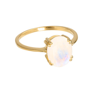 Nila - Goldring mit ovalem Mondstein-Edelstein