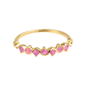 Mare - wave ring gold with ruby gemstones