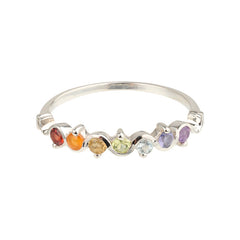 Mare - wave ring silver with chakra gemstones