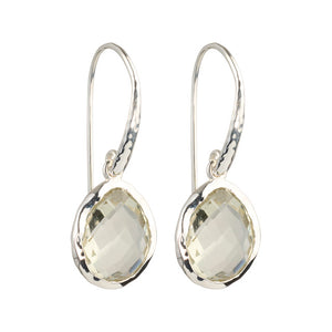 Riva - Wavy Edge Silver Earrings with Green Amethyst