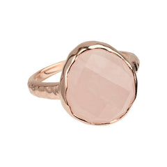 Riva - Ring mit Wellenkante Gold Rosenquarz