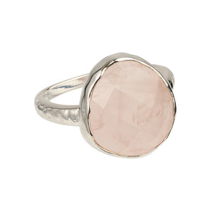 Riva - wavy edge ring silver rose quartz