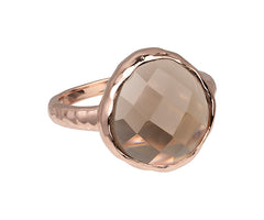 Riva - wavy edge ring gold smoky quartz