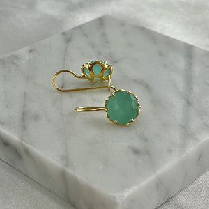 Flore - flowercup earrings with gemstone gold aqua chalcedony
