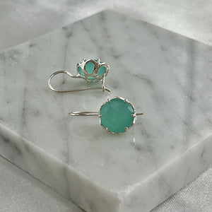Flore - Flowercup-Ohrringe Silber Aqua-Chalcedon