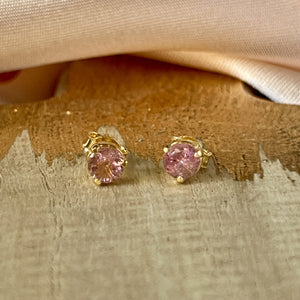 Yaya - ear studs gold pink tourmaline October