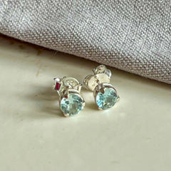 Yaya - Ohrstecker Silber Aquamarin März