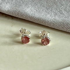 Yaya - stud earrings silver pink tourmaline October