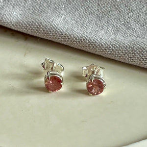 Yaya - stud earrings silver pink tourmaline October