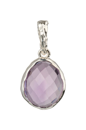 Riva - Silberner Kettenanhänger mit gewelltem Rand und ovalem Amethyst-Edelstein