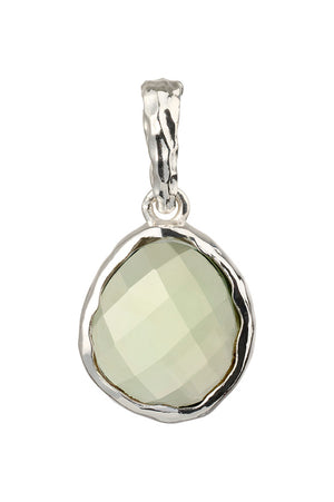 Riva - wavy edge silver chain pendant green amethyst gemstone