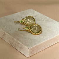 Daya - Double Gem Ohrringe Gold Peridot und Zitronenquarz