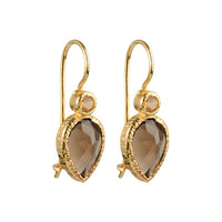 Zaya - Double Drop Ohrringe Gold Citrin und Rauchquarz
