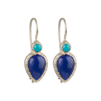 Zaya - Double-Drop-Ohrringe Silber Türkis und Lapislazuli