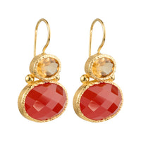 Darae - Double Gem Ohrringe Gold Citrin und Karneol