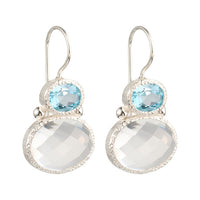 Darae - Double Gem Ohrringe Silber Blautopas Bergkristall