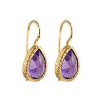 Veda - Tropfenohrringe Gold Amethyst