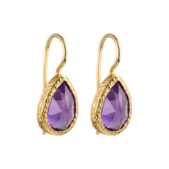 Veda - Tropfenohrringe Gold Amethyst