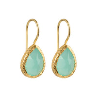 Veda - Tropfenohrringe Gold Aqua Chalcedon
