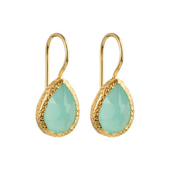 Veda - Tropfenohrringe Gold Aqua Chalcedon