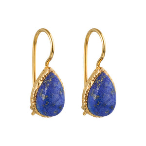 Veda - Tropfenohrringe Gold Lapislazuli