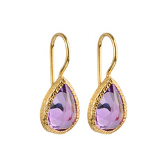 Veda - Tropfenohrringe Gold heller Amethyst
