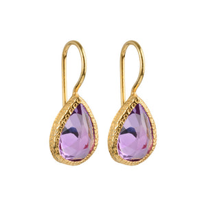 Veda - Tropfenohrringe Gold heller Amethyst