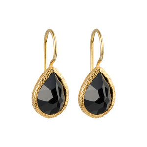 Veda - Tropfenohrringe Gold schwarzer Onyx
