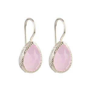 Veda – Tropfenohrringe Silber rosa Chalcedon