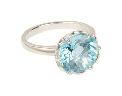 Flore – silberner Flowercup-Ring blauer Topas