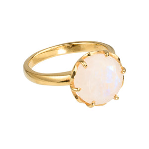 Flore - golden flowercup ring moonstone