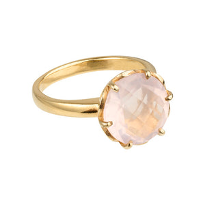 Flore - flowercup ring rose quartz gold