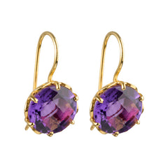 Flore - flowercup earrings with gemstone gold amethyst
