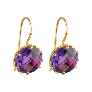 Flore - flowercup earrings with gemstone gold amethyst
