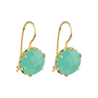 Flore - flowercup earrings with gemstone gold aqua chalcedony