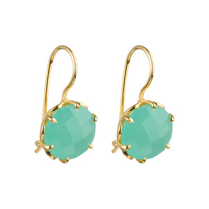 Flore - flowercup earrings with gemstone gold aqua chalcedony